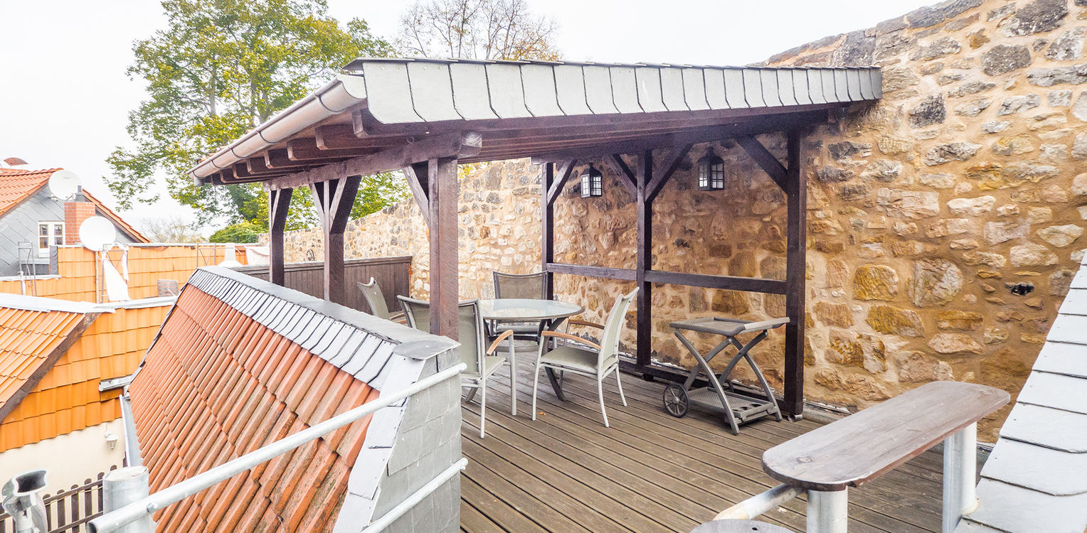 Blick auf den Balkon der Ferienwohnung im OG